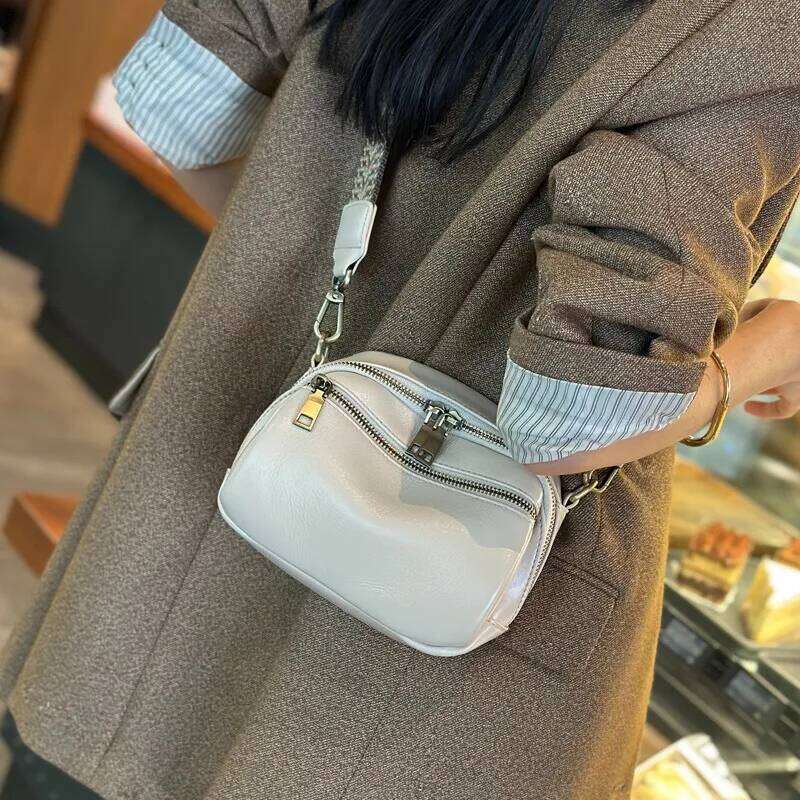 Vegetable Tanned Cowhide Small Handbag New Popular and Versatile Genuine Leather Women's Ladies Shoulder Crossbody Bag
