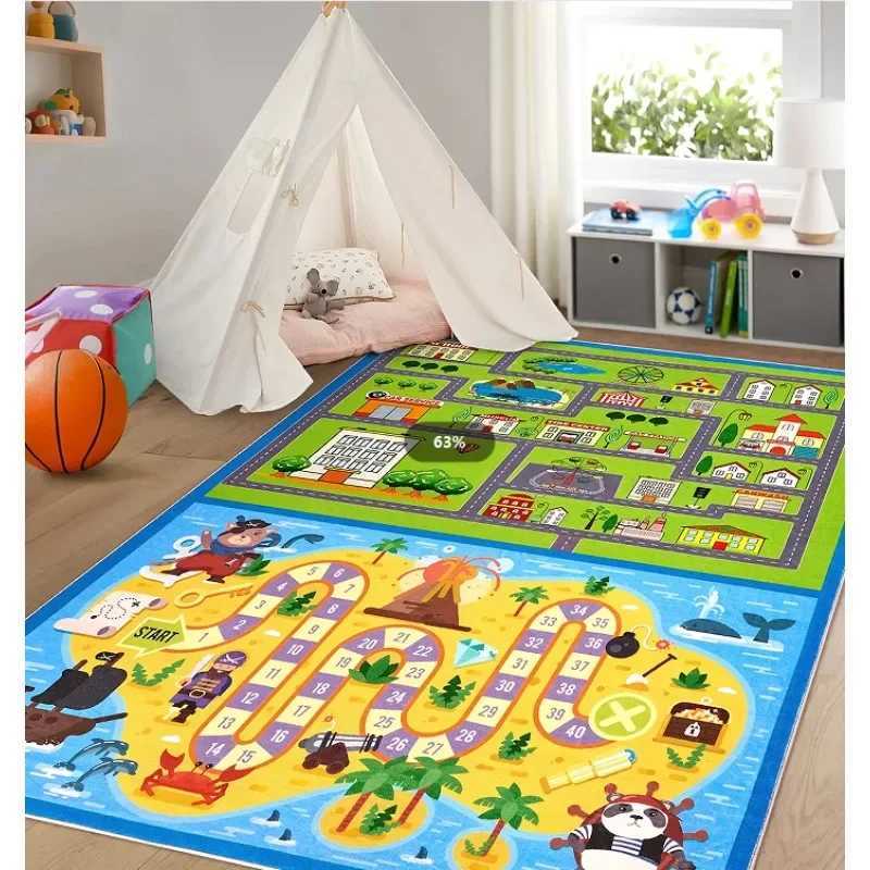 Kids Rug Colorful Animal NonSlip Carpet for Classroom Bedroom Playroom Indoor Road Car Educational Area Rug Home Decoration C2509261