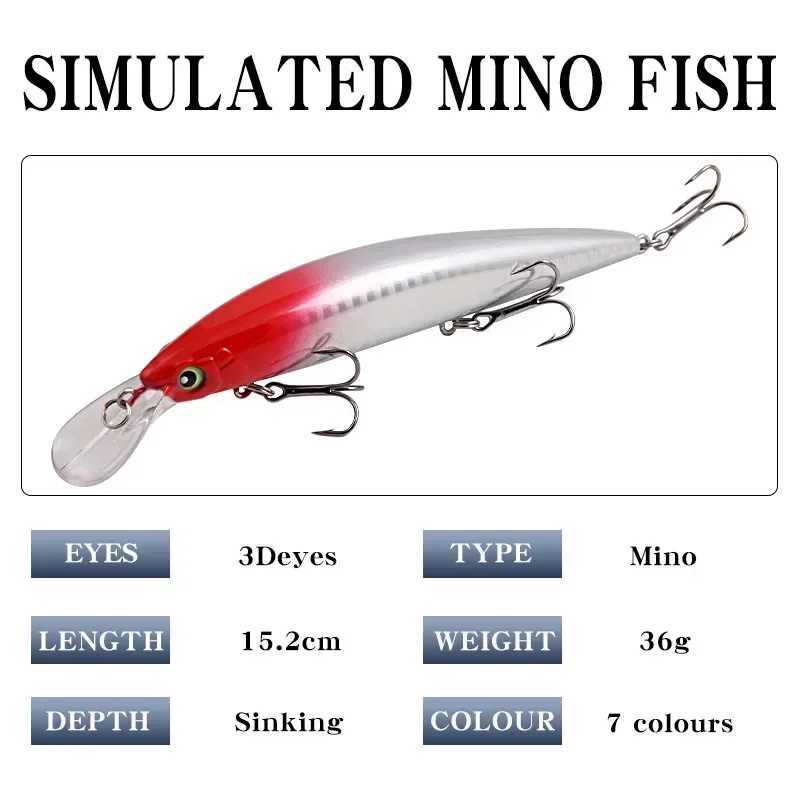 1PC Sinking Minnow Floating Hard Bait 152cm36g Artificial Bait Wobbr Crankbait Carp Perch Pesca Fishing Tack W250926