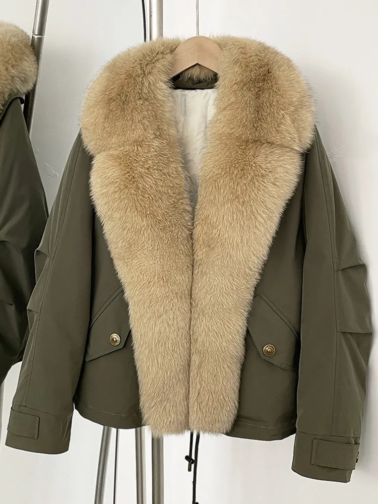 ZMEENNA Womens Black Trim Parka Jacket Warm Winter Coat ious Large Fur Collar Outerwear Chic Fashion Style ZM3362 250917