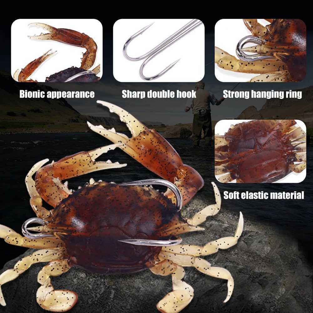 HENGJIA 3pcs 8cm 19g 3D Simulation Crab Bait With Hook Artificial Soft Silicone Lure Fishing Goods saltwater Pike Fishing Lure W250926