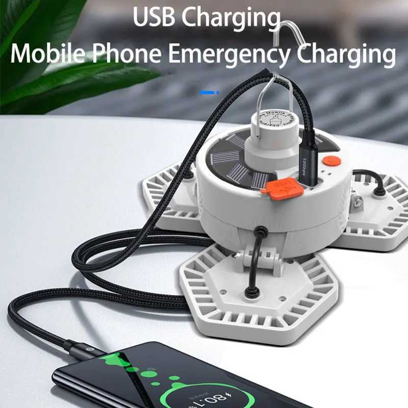 LED Rechargeable Solar Camping Lamp 3Leaf Folding Light Portable Emergency Lighting Camp Equipment Bulb Powerful Solar or USB C250925