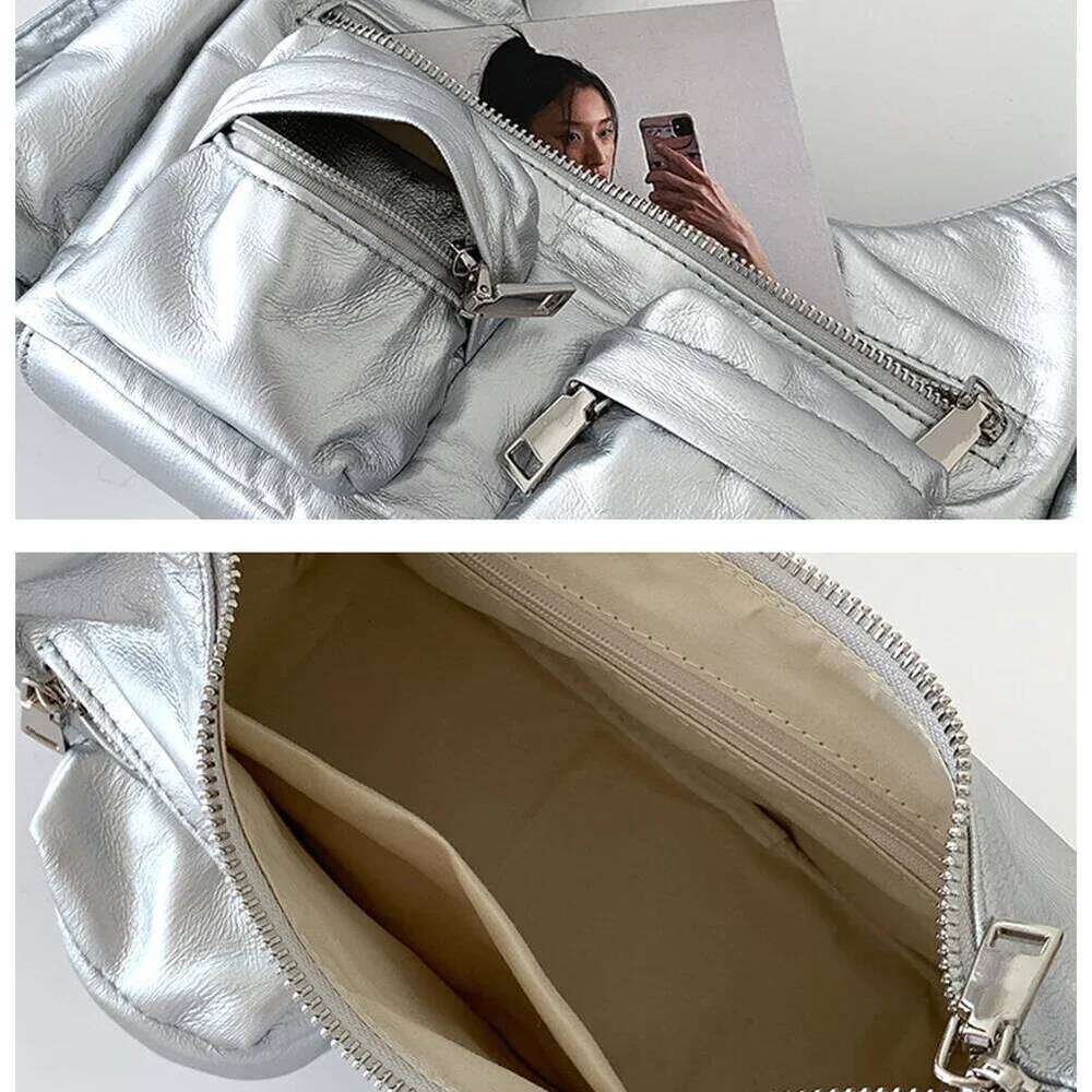 Large Capacity Sling Bags Women's Multi-Pocket Satchel Leather Retro Commuting Shoulder Ladies Solid Versatile Crossbody Bag