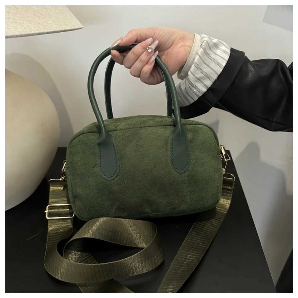 Retro Suede Women Top Handle Bag High Quality Crossbody Bag Solid Color Tote Bag Large Capacity Boston Bag Autumn Winter Handbag Z250926