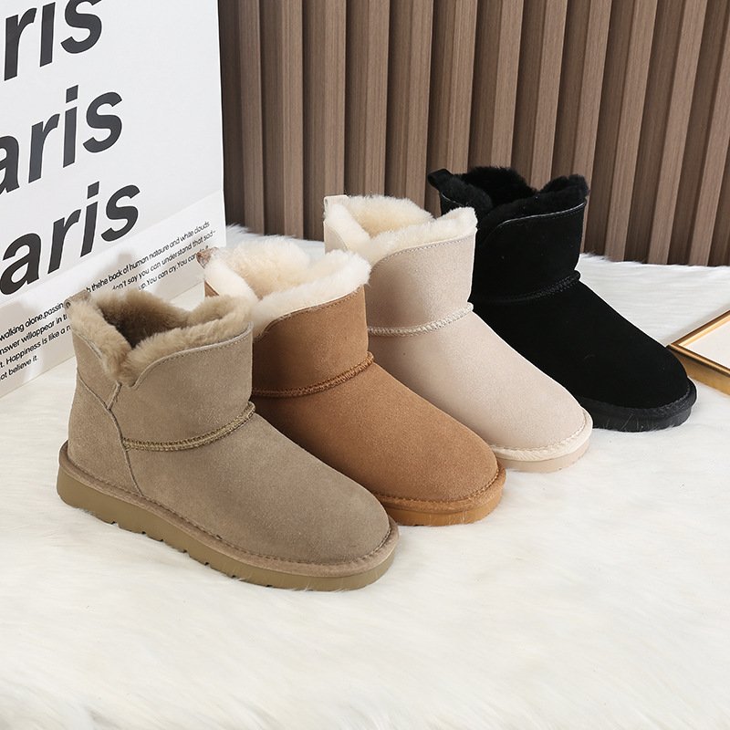 CE designer shoes Free shipping oxhide affordable luxury Winter anti slip snow boots with thick plush cotton shoes Luxurious-looking yellow black