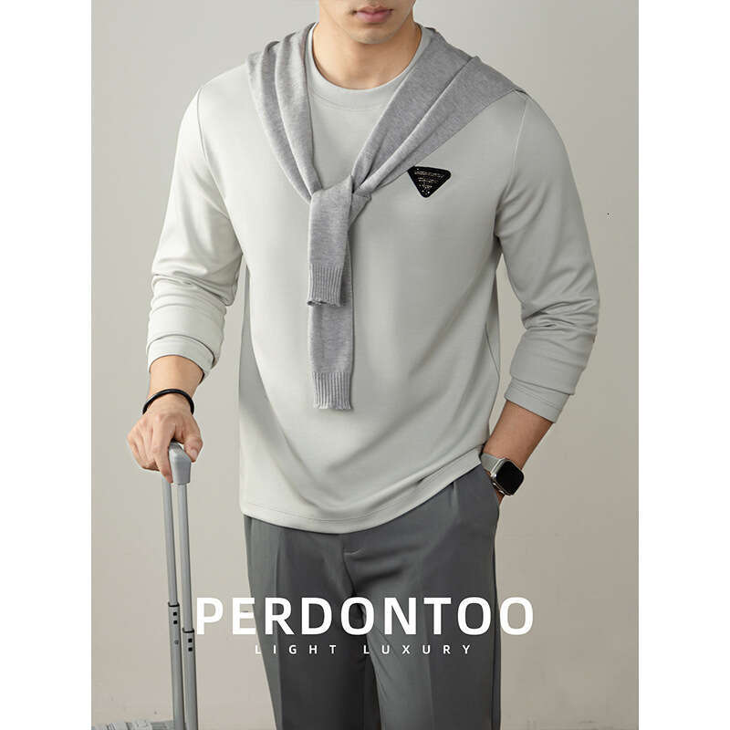 Designer High-End Brilliant Rhinestone High-End Cloud Modal Cotton Long Sleeve Men's Light Inner Wear Autumn Casual Top