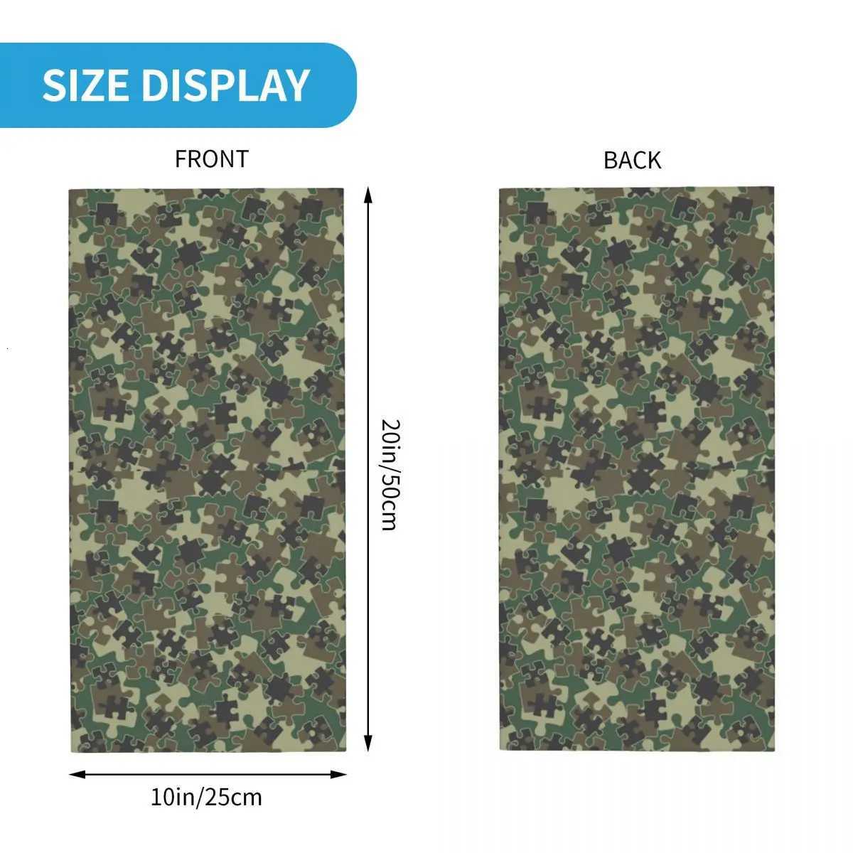 Jigsaw Puzzle Pieces Camo Woodland Green Bandana Neck Warmer Men Women Winter Ski Hiking Scarf Gaiter Camoflage Face Cover Z250926
