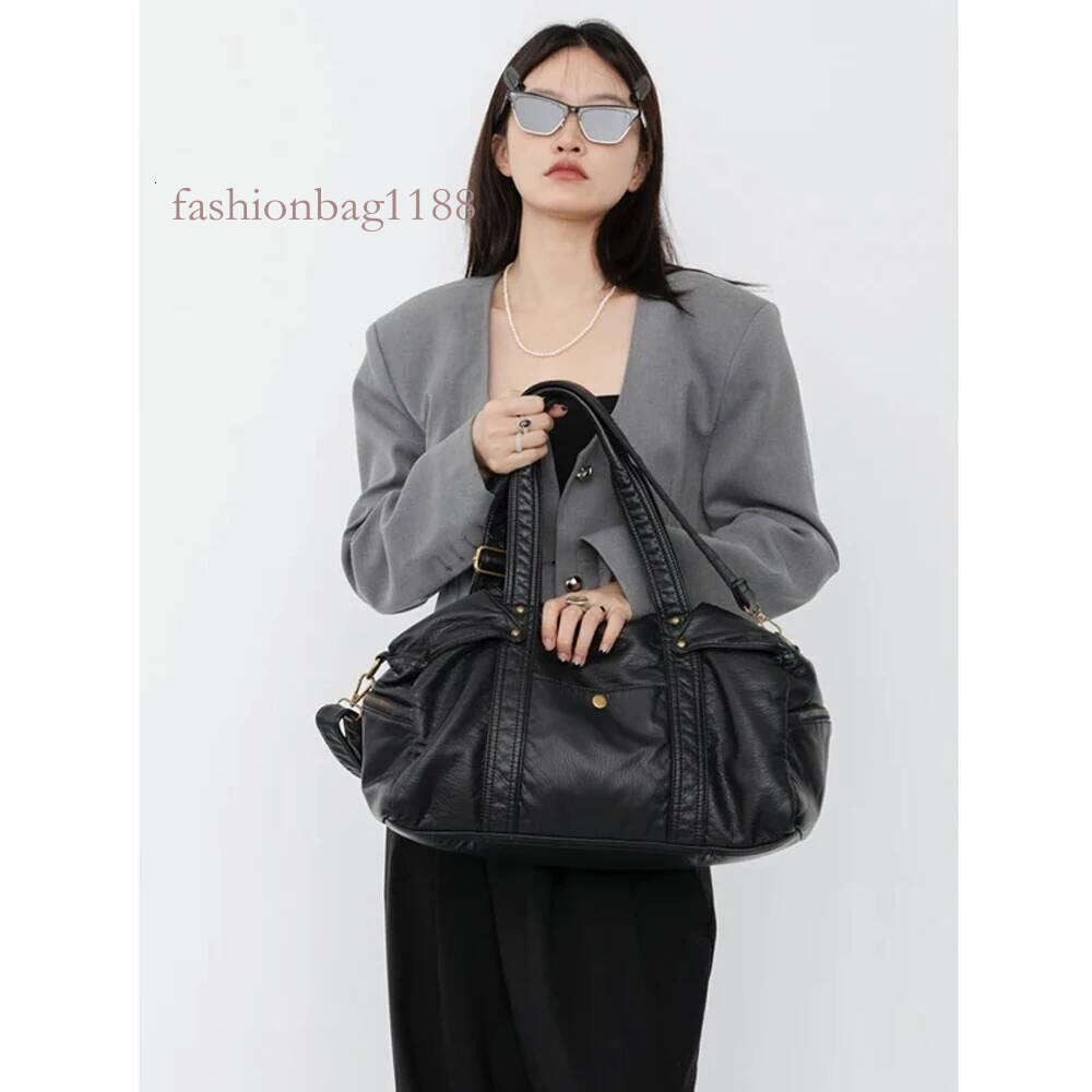 Annmouler Large Capacity Motorcycle New Fashion Women Handbag Soft Pu Leather Tote Lady's Crossbody Bag