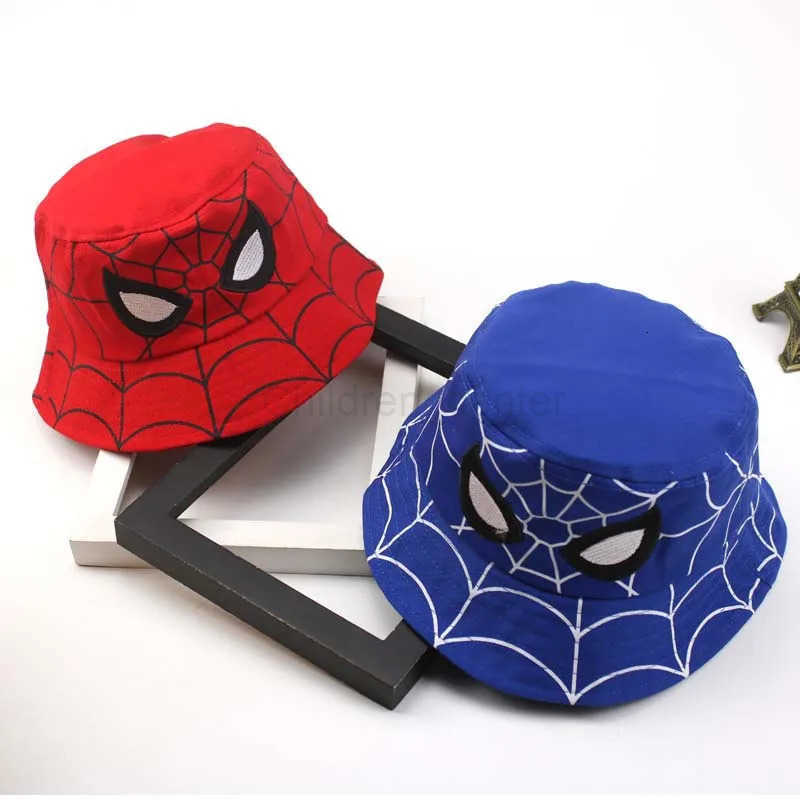 Disney Kids Caps Cartoon Spider Bucket Hats for Boys Girls Fashion Outdoor Sunscreen Fisherman Caps Children Accessories H250926