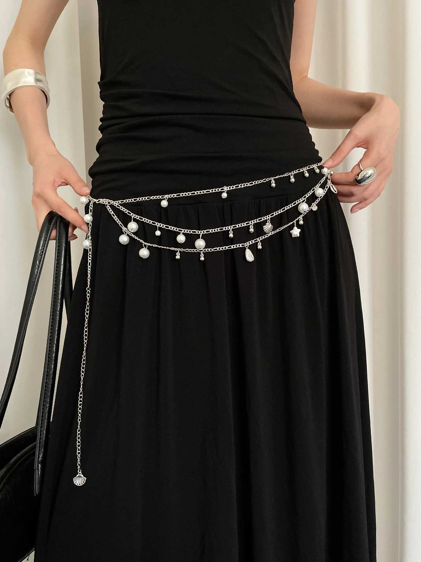 Fashionable MultiLayer Pearl Metal Waist Chain For Women Bohemian Waist Belt Decoration To Match With Skirts L250926