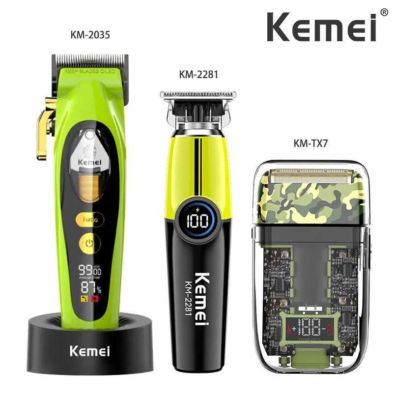 Kemei KM2035 10W Big Power Electric Hair Clippers KM2281 Rechargeable Trimmer KMTX7 Dry And Wet Shaver For Men Cordless Kit R250926