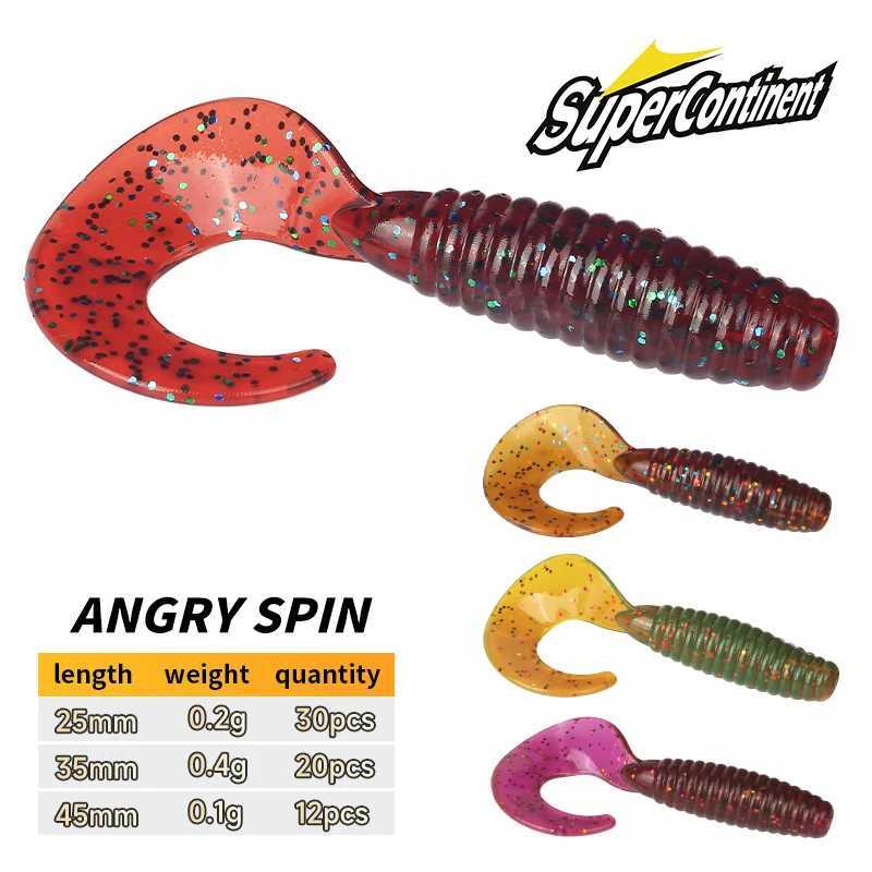 Supercontinent New Soft Bait angry spin 25mm 35mm 45mm Plastic Silicone Worm Moggot Grub Lure sinking lures W250926