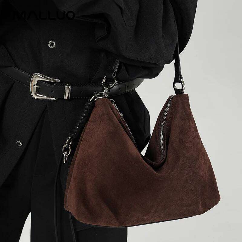 Female Retro Casual Cow Leather Handbags Women Soft Frosted Cowhide Shoulder Bag Ladies Fashion Trend Designer Bags Lady Suotong2509