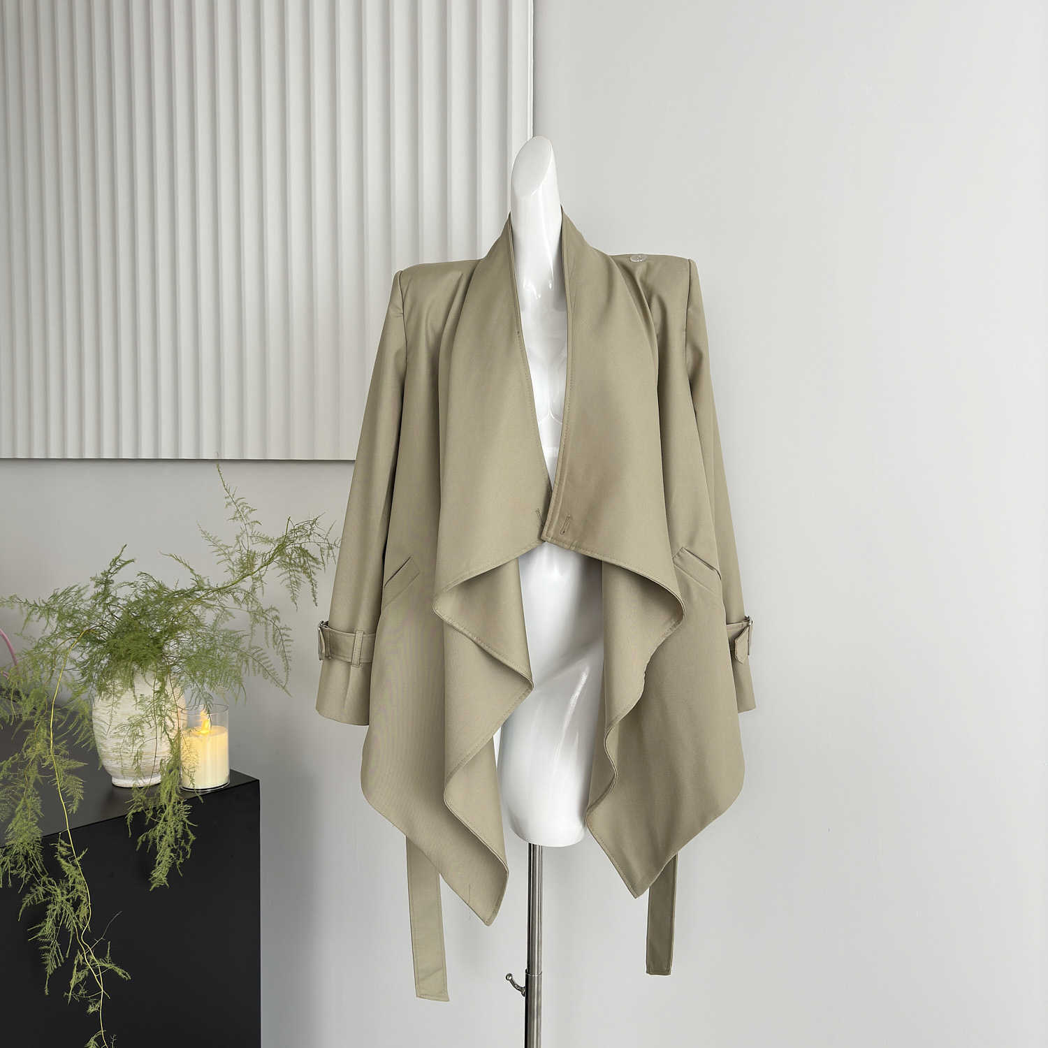 XinxingHepburn Sle Khaki Elegant Slimming Swing Collar Tie Windbreaker Womens Autumn Draped Coat W250926