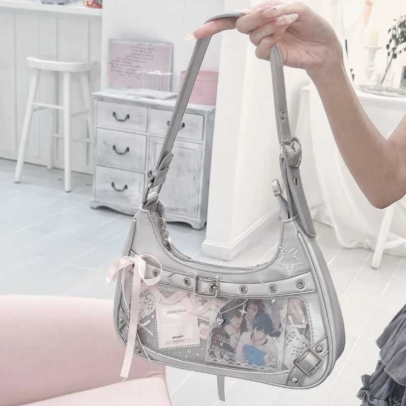 Cute Y2k Womens Shoulder Bag Fashion Elegant Sweet Lolita Jk Ita Bag Transparent Literary Kawaii Exquisite Female Handbag Z250926