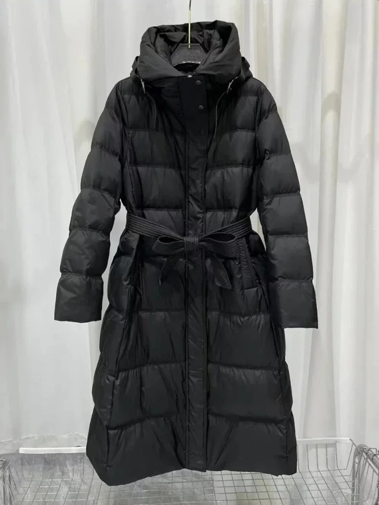 Fashionable Autumn Winter 2025 Winter Women Thick White Duck Down Jacket Female Long Hooded Puffer Coat Ladies Outerwear 250917