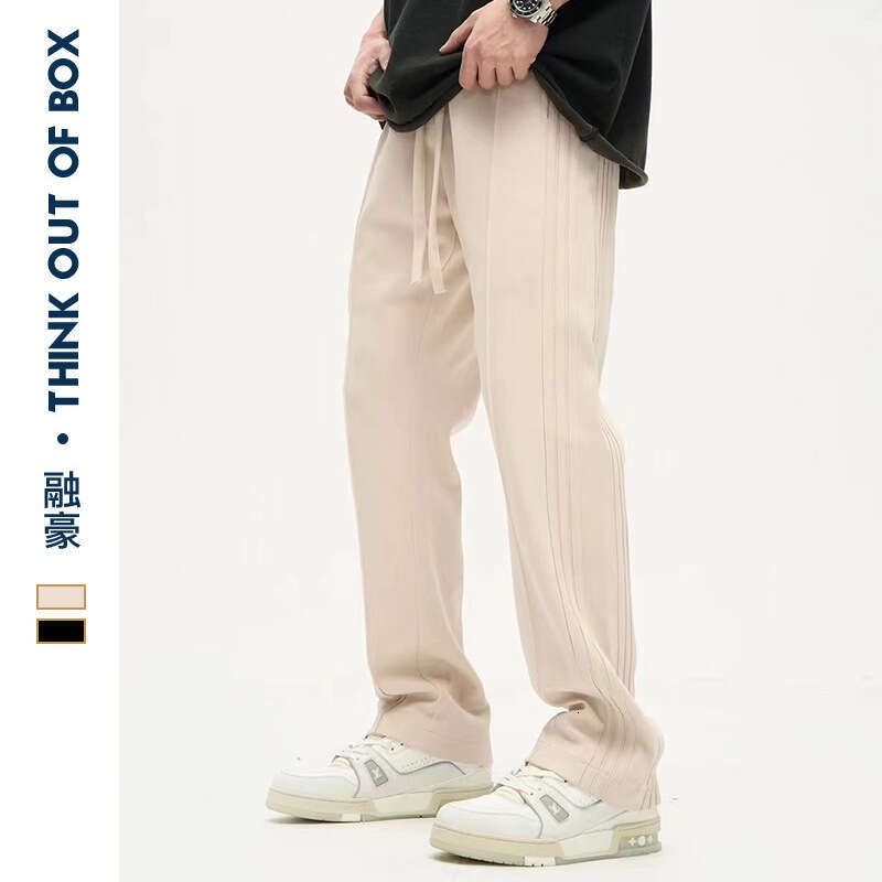 2025 American Style Men's Side Stripe Straight Casual Long Pants Draped Loose New Trendy Ins Versatile B5