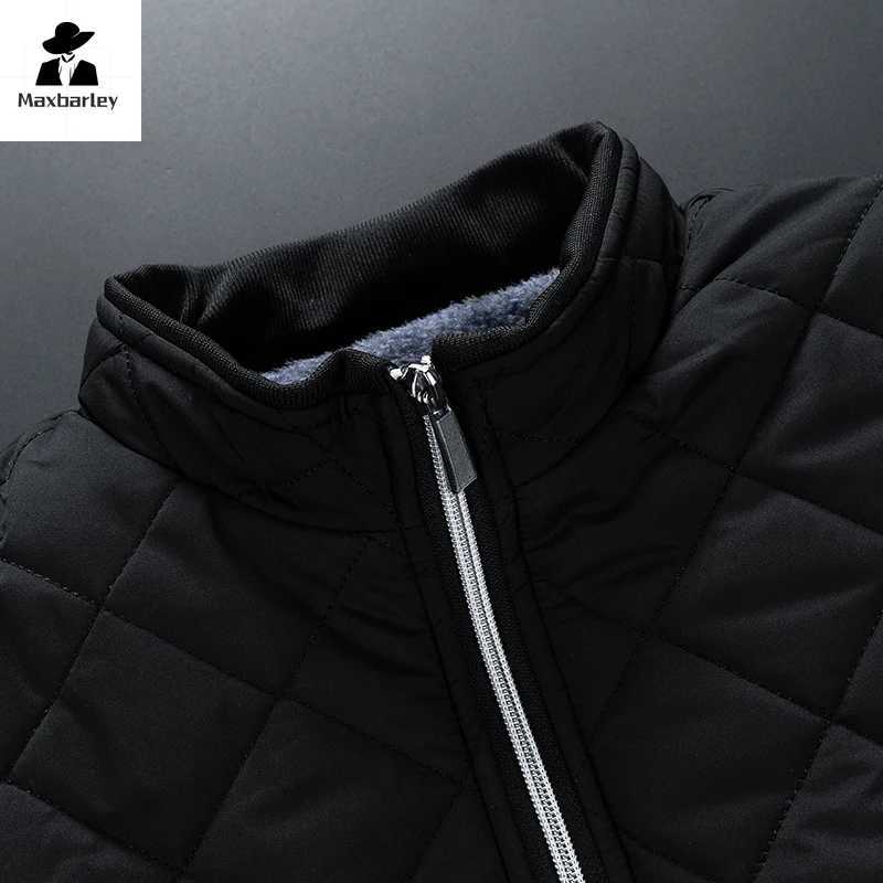 2024 Winter Coldproof Jacket Mens Casual fleecelined Thickened Zipper Quilted Padded Coat Mens Business Commuting Warm Parka W250926