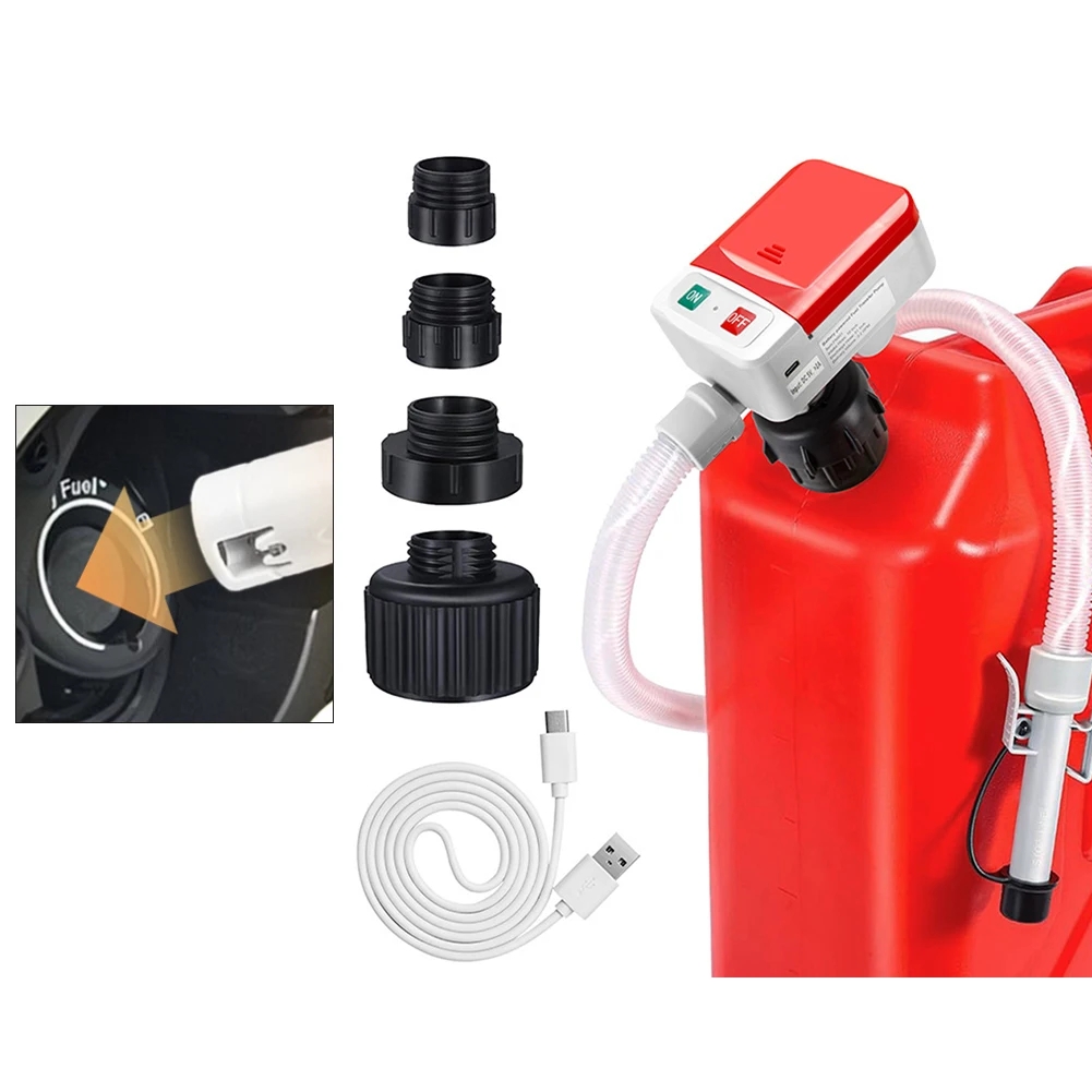 Electric Fuel Transfer Pump With Auto-stop Sensor Leak Protection For Oil Fuel 39Inch-51Inch Hose Diesel Oil Pump 4 Adapters For Oil, Battery Or USB P