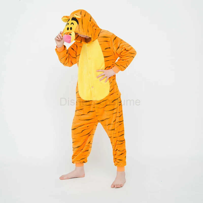 Disney Kigurumi Kids Cute Jumping Tiger Animal Cartoon Pajamas Children Sleepwear Girls Boys Onesies For Christmas Halloween Party H250926
