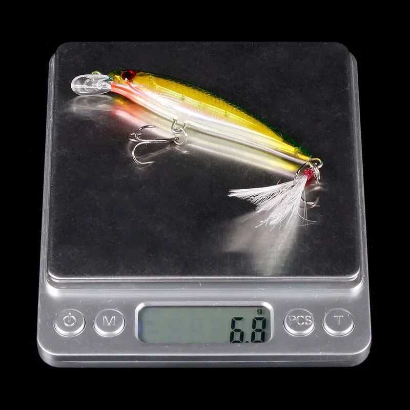 Laser Minnow Fishing Lure 105Pcs Artificial Bionic 9cm7g Swing Hard Bait with Feather Tack Hook Wobbr Pesca for Bass Pike W250926