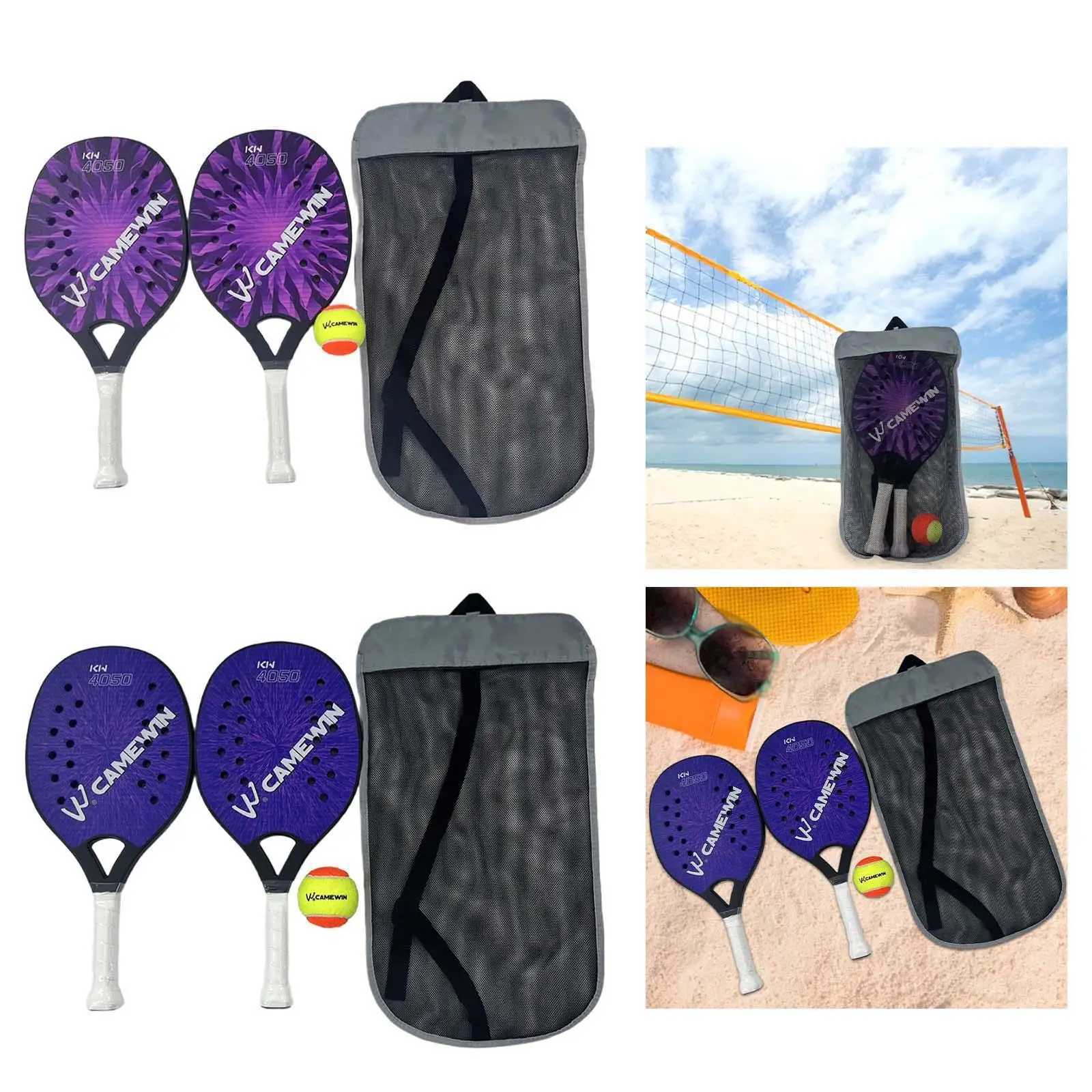 2Pcs Beach Tennis Rackets Portable Beach Tennis Paddles for Yard Playground J250926
