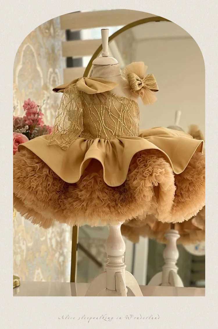 Gorgeous highend dress Elegant girls first birthday party prom dress Custom hand embroidered dress Formal Christmas dinner Z250926