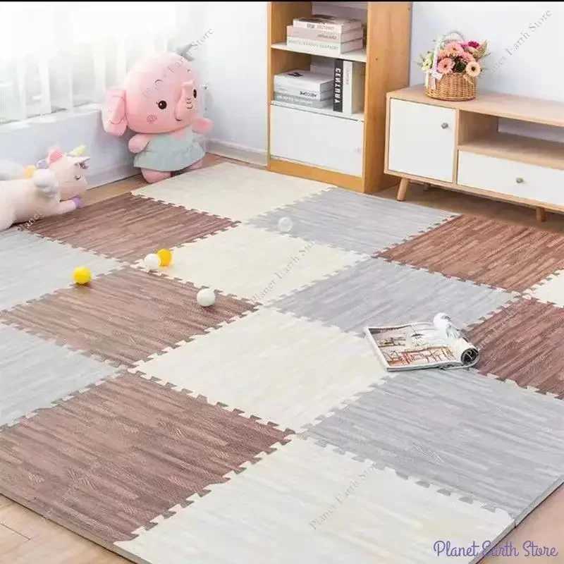 1020Pcs Wood Grain Puzzle Floor Foam Carpet Bedroom Splicing Mat Baby Sports Play Mat Decorative Carpet Exercise Tiles 3030cm C250926