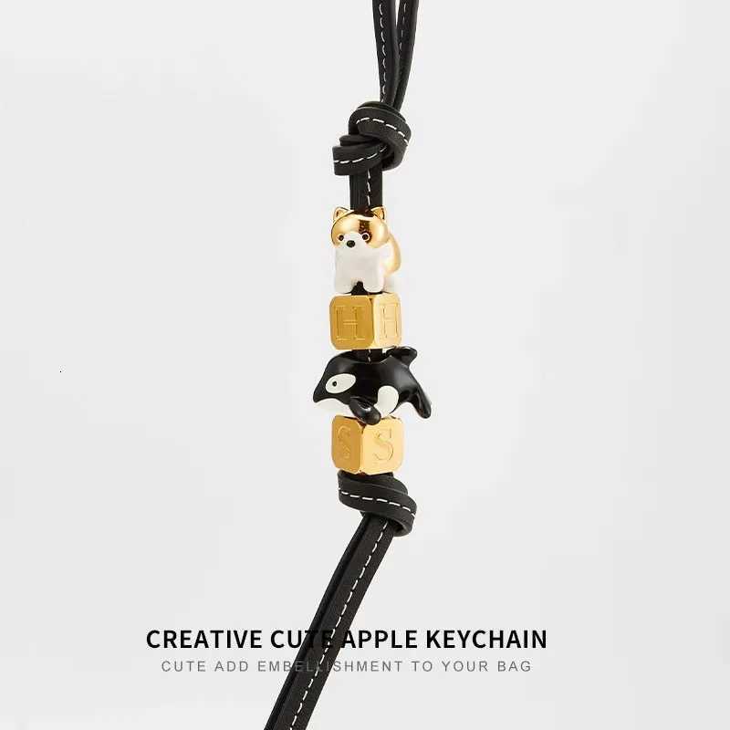 Luxurious Cowhide Bag Charm Handmade Rope Bag Charm Flower Leather Pendant Cute Car KeyChain DIY Decorative Charm Bag Accessories1 D250926