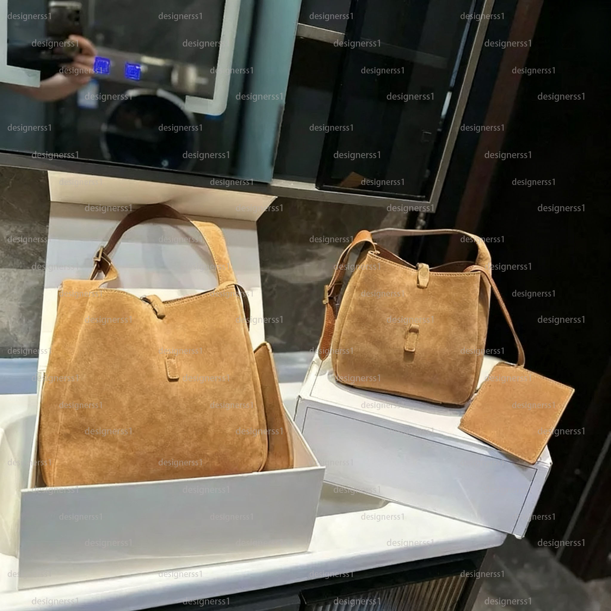 Suede underarm Bucket hobo Bag Women Fashion Designer Handbag Leather Shoulder Bag 29cm 21cm 2 Size