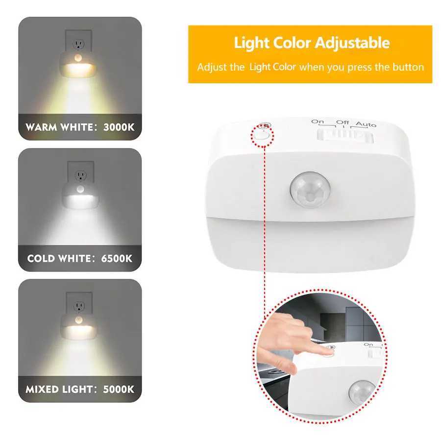LED Night Light EU Plug In Smart Motion Sensor Light 220V Wall Lamp for Home Aisle WC Hallway Stair Kitchen Bedroom Night Lamp C2509251
