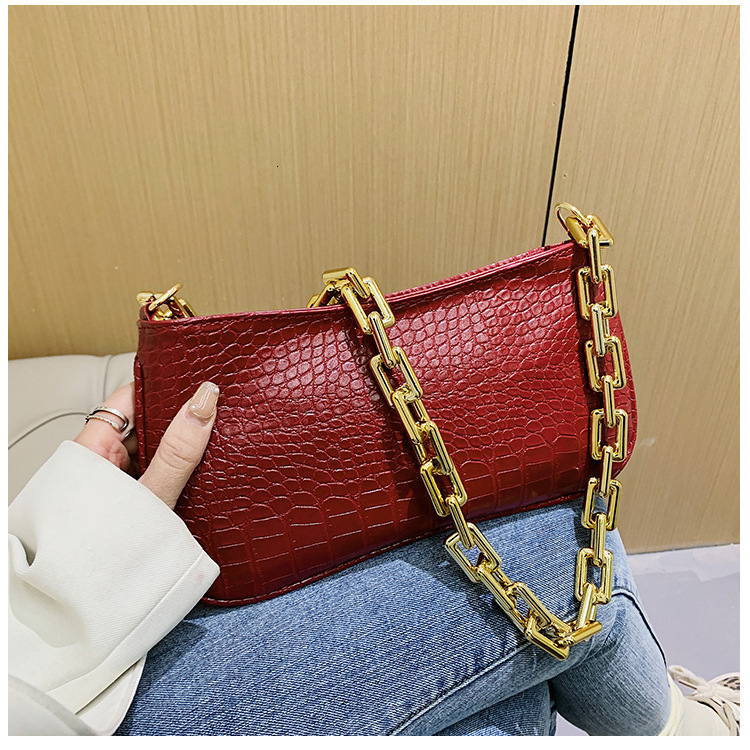2025 Autumn/Winter Women's New Texture Bag French Personalized Light Luxury Retro Style Stone Pattern Handbag Fashion Chain Shoulder Bag Designer