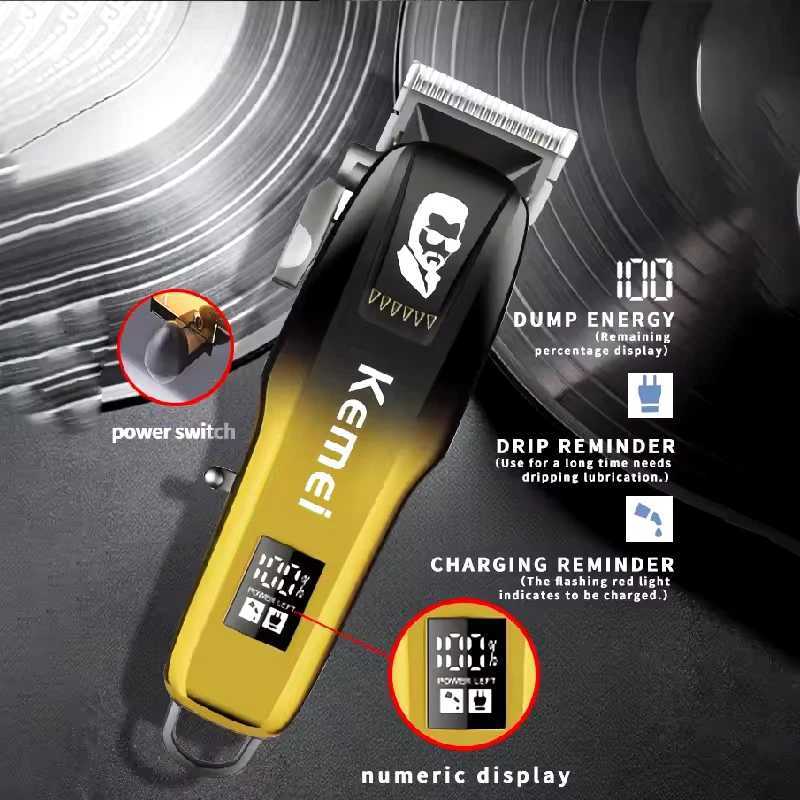 Kemei Electric Hair Trimmer for Men Professional Hair Clipper Cordless Trimmer USB Rechargeable Hair Cutting Machine KM709A R250926
