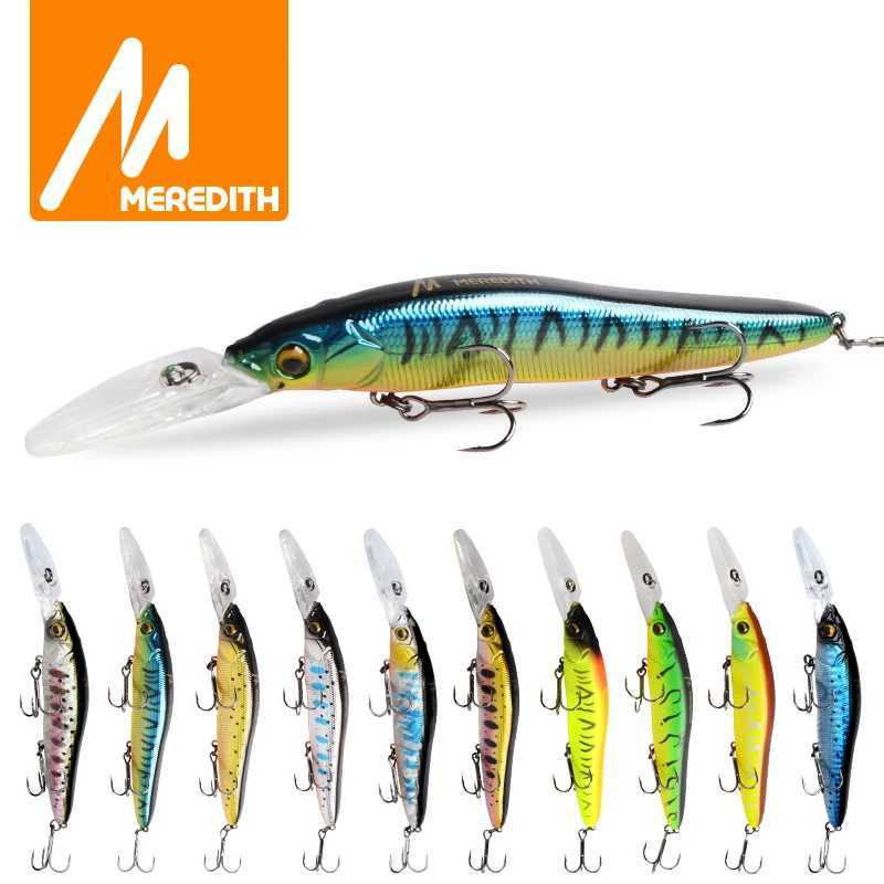 MEREDITH Slow Sinking or Flaoting 110mm Minnow Wobbr Artificial Hard Bait Depth 03m Bass Pike Bait Tack W250926