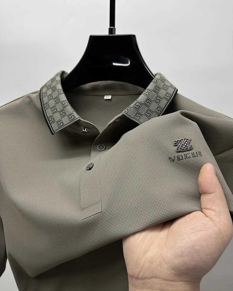 Highend brand short sleeve mens POLO shirt Summer New fashionable and personalized print design breathable ice silk Tshirt L250926