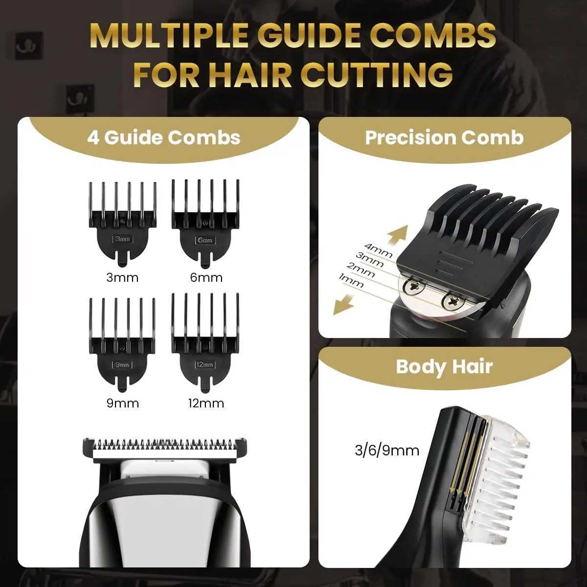Beard Trimmer for Men 6 in 1 Hair Clippers Kit Waterproof Hair Cutting Machine for Beard Hair Body Nos Ear with Foil Razor R250926