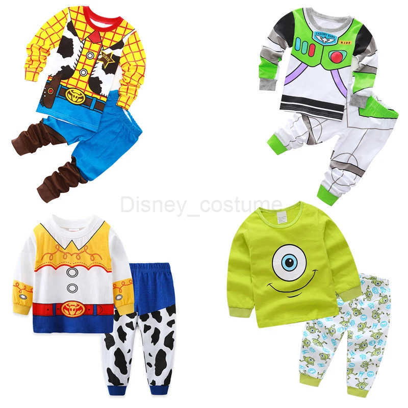 Disney New Kids Pajama Set Cotton Soft Buzz Lightyear Print Loungewear Long Sleeve Pjs Sleepwear for Toddler Boys Girls Nighty H250926