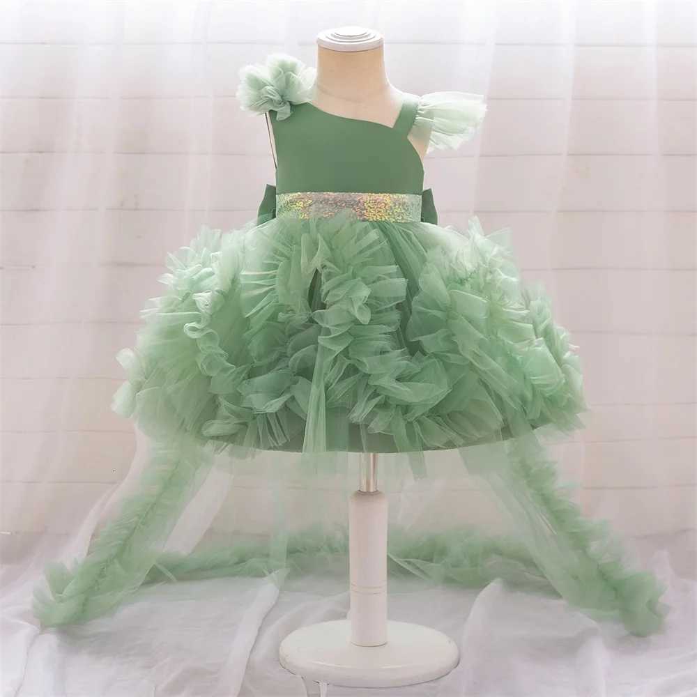 Baby Girls Trailing Birthday Party Dress Kids Yellow Lace Fluffy Costumes Toddler Summer Holiday Dresses Infant Fashion Vestido Z250926