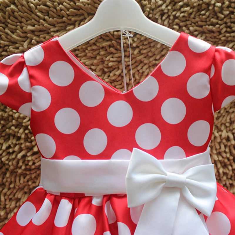 Summer Baby Girl Short Sleeve Bow Princess Dress for Girl Polka Dot Big Red Party Wedding Dresses Kids Clothes Children Costumes Z250926