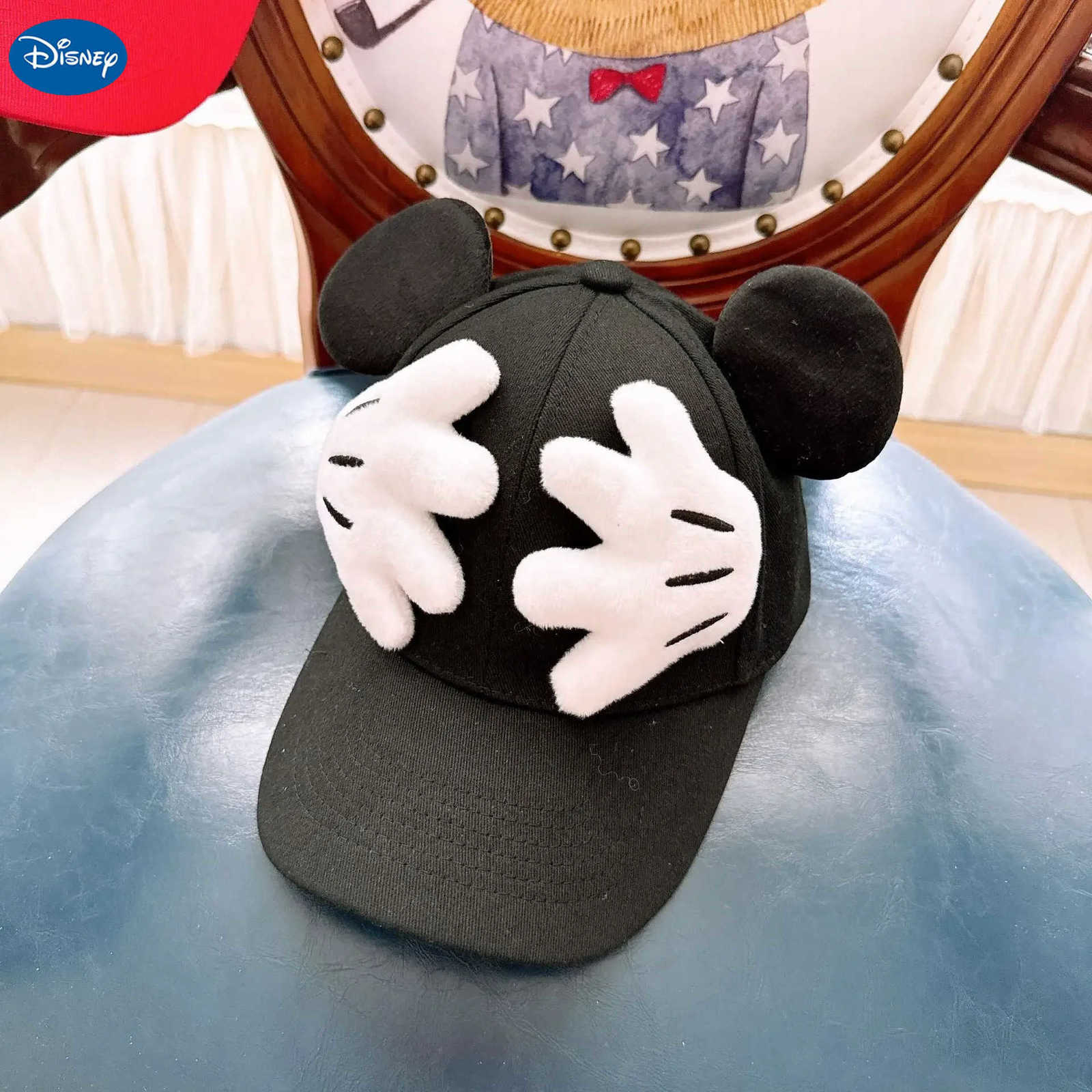 Disney 2025 Pure Cotton Parentchild Baseball Caps Childrens Sun Hats for Outings Cartoon Bigeared Baseball Caps for Boys and Girls H250926