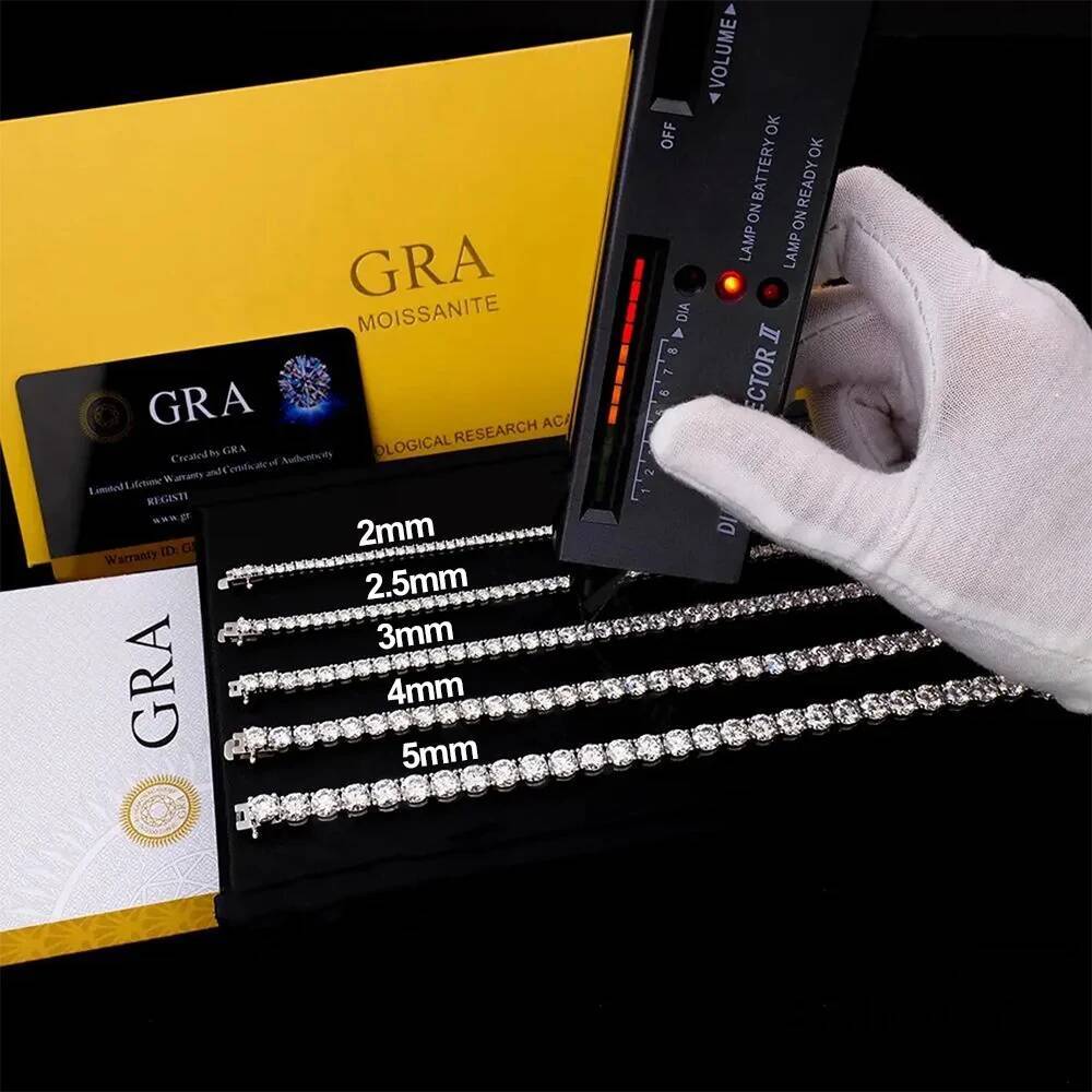28mm D VVS1 Moissanite Tennis Bracelet For Women Men Sparkling Diamond GRA 925 Sterling Silver Plated 18k White Gold Bracelets
