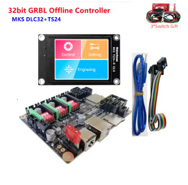 grbl 32 bit CNC shield controller ESP32 WIFI MKS DLC32 offline control panel TS24 touchscreen for laser marking machine