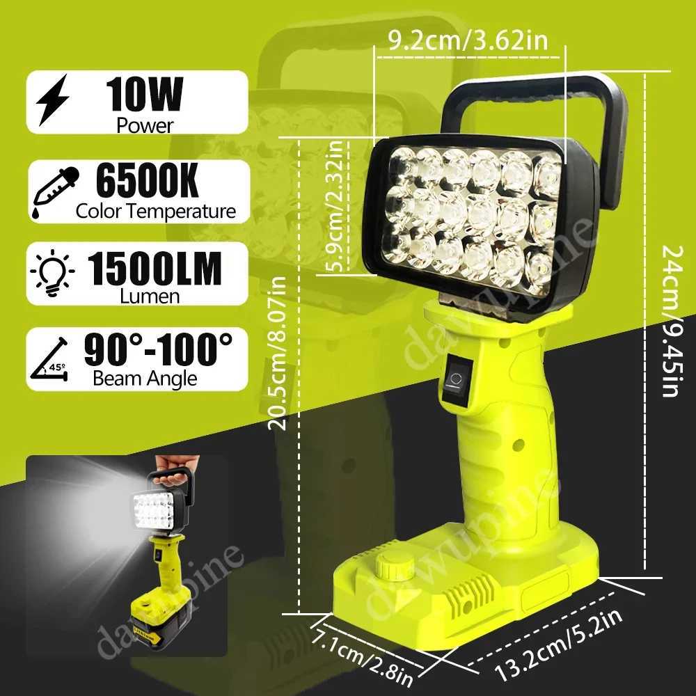 For Ryobi 18V Lithium Battery P107 P108 18 Beads LED Working Lights Portable Lanterns Camping Lamp Torch Flashlights Spotlights C250925
