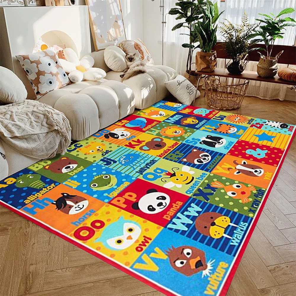 Fun Animal Fruit Number Pattern NonSlip Play Mat Educational Rug for Kids Bedroom Nursery Living Room Learning Zone Floor Carpet Y250926