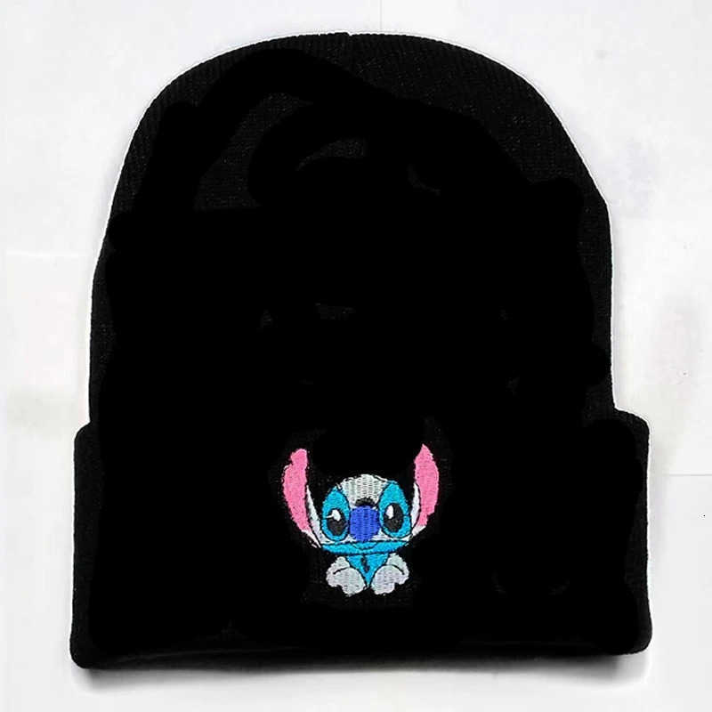 Disney Autumn Winter Adult Embroidery Knitting Hats Boys Girls Cartoon Anime Stitch Print Caps Kids Men Women Keep Warm Windproof Hat H250926