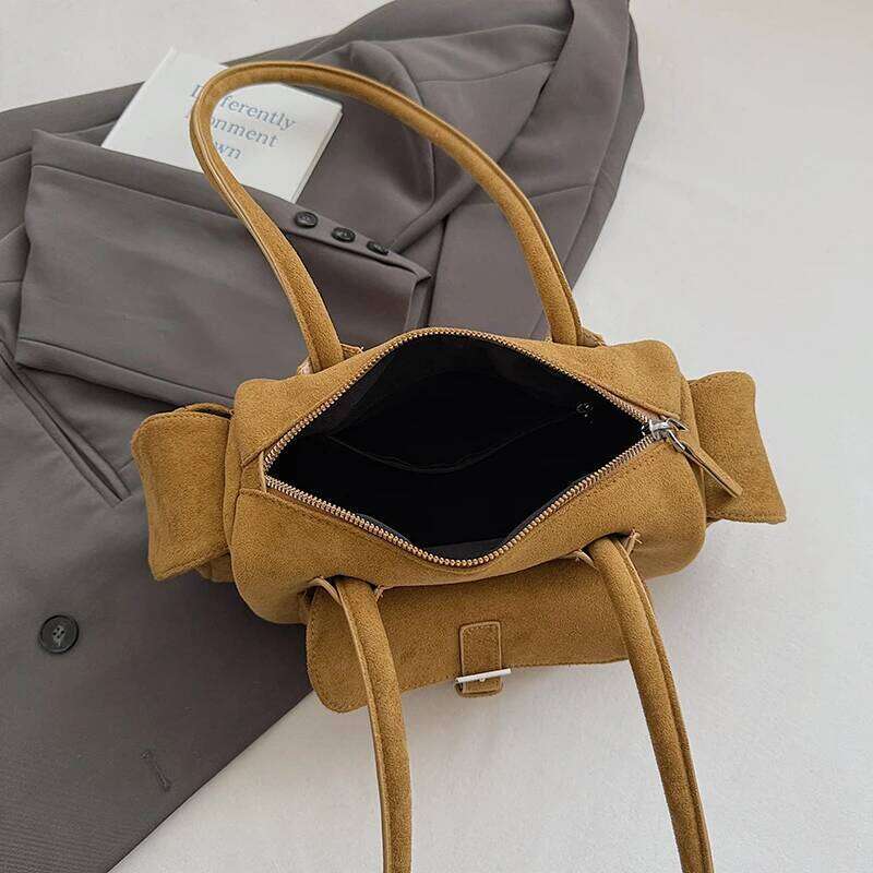 Vintage Small PU Leather Faux Suede Shoulder Bags for Women Tote Bag Winter Trend Handbags and Purses