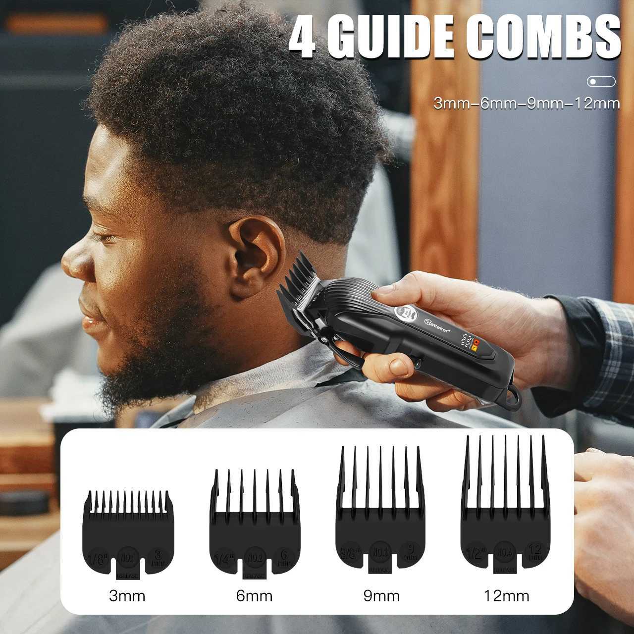 Hatteker Electric Hair Trimmer Professional Adjustable Four Levels Razor Head Intelligent Digital Display Salon Haircut Machine R250926