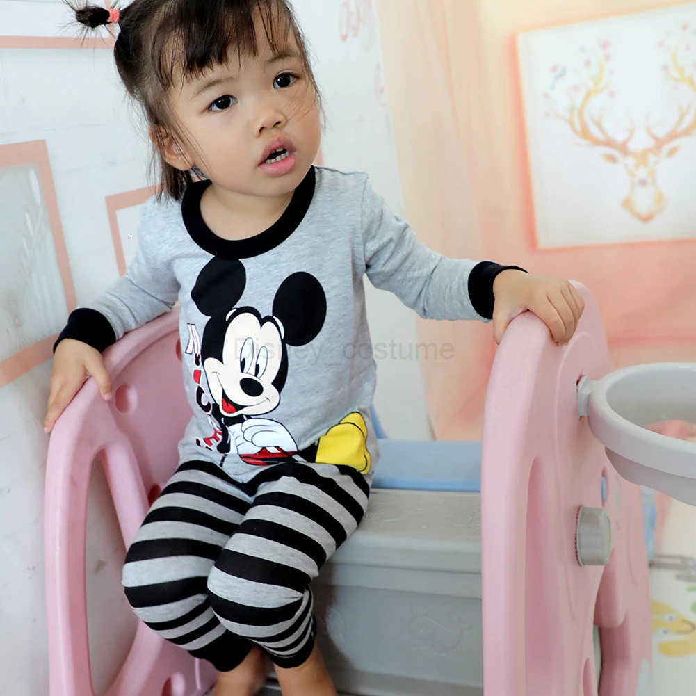 Disney New Kids Pajama Set Cotton Soft nightwear Mickey Loungewear Long Sleeve Pjs Sleepwear for Toddler Boys pajamas Girls nighty H250926