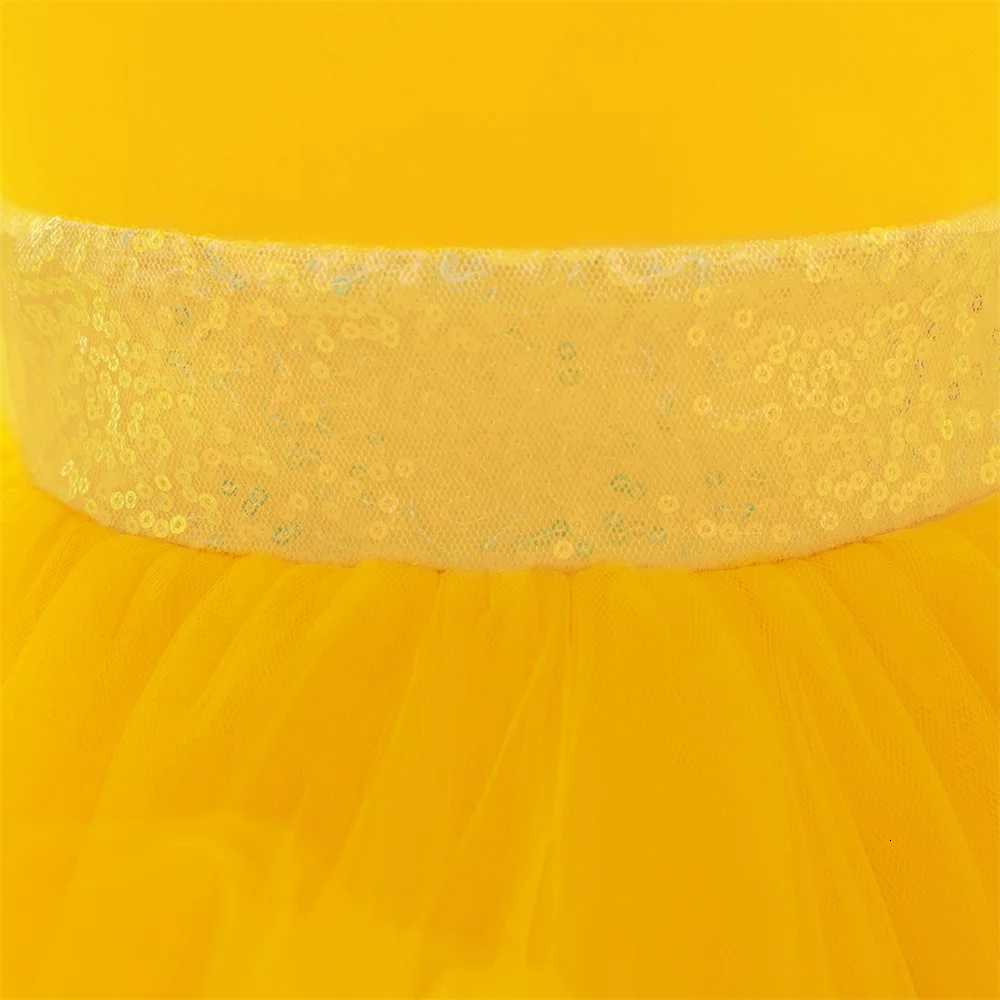 Baby Girls Trailing Birthday Party Dress Kids Yellow Lace Fluffy Costumes Toddler Summer Holiday Dresses Infant Fashion Vestido Z250926
