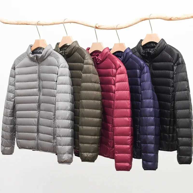 Mens Ultra Light Standing Collar Down Jacket Travel Ultra Light and Portable New Series Jacket Warm Foldable White Duck Down W250926